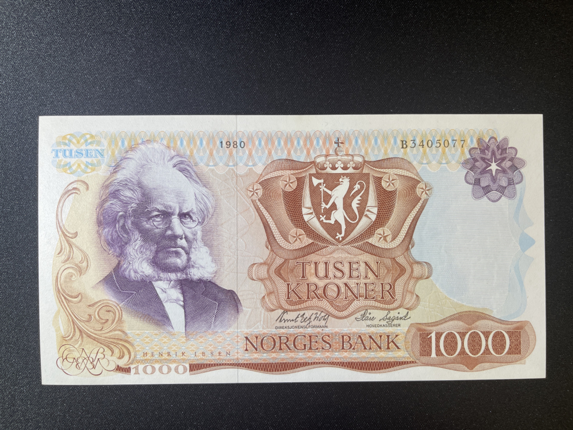 《张总收藏》39期—欧洲精品 挪威1000克朗 UNC 易卜生 1980年