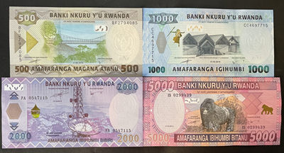 小福收藏团购第51期  卢旺达 2013-19年版全套面值 500 1000 2000 5000法郎 非洲精美纸币