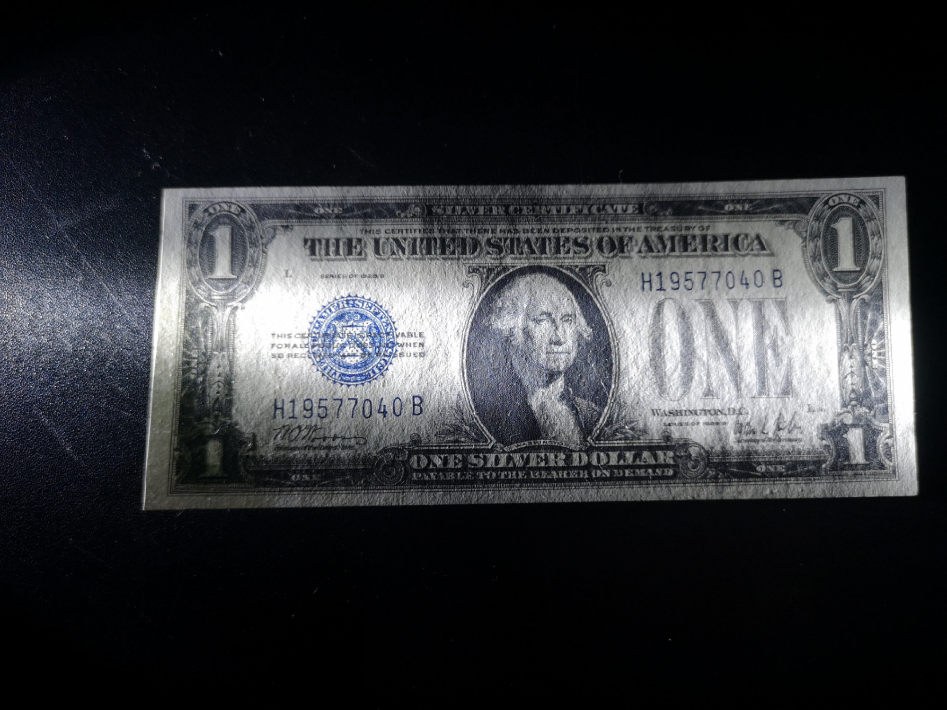 《外钞收藏家》第一百三十八期拍卖（本期91件） 1928年蓝库印1美元 测光无折 角差些 近全新