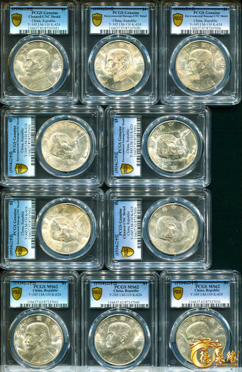 海南德泉缘2021秋季钱币拍卖会 中华民国二十三年孙中山像背帆船壹圆银币一组二十枚  PCGS 详细请调阅实物