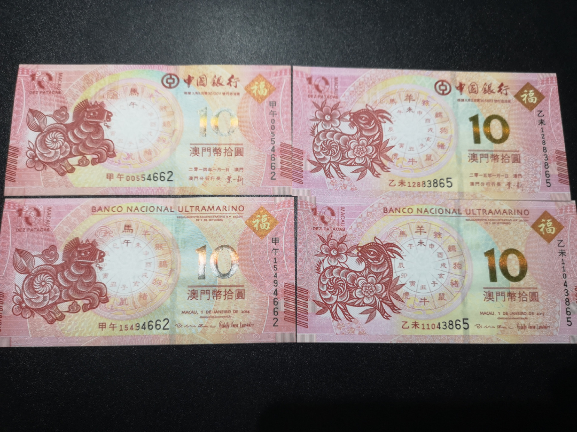 《外钞收藏家》第一百三十八期拍卖（本期91件） 澳门生肖纪念钞 2012-19年共16张 全新UNC