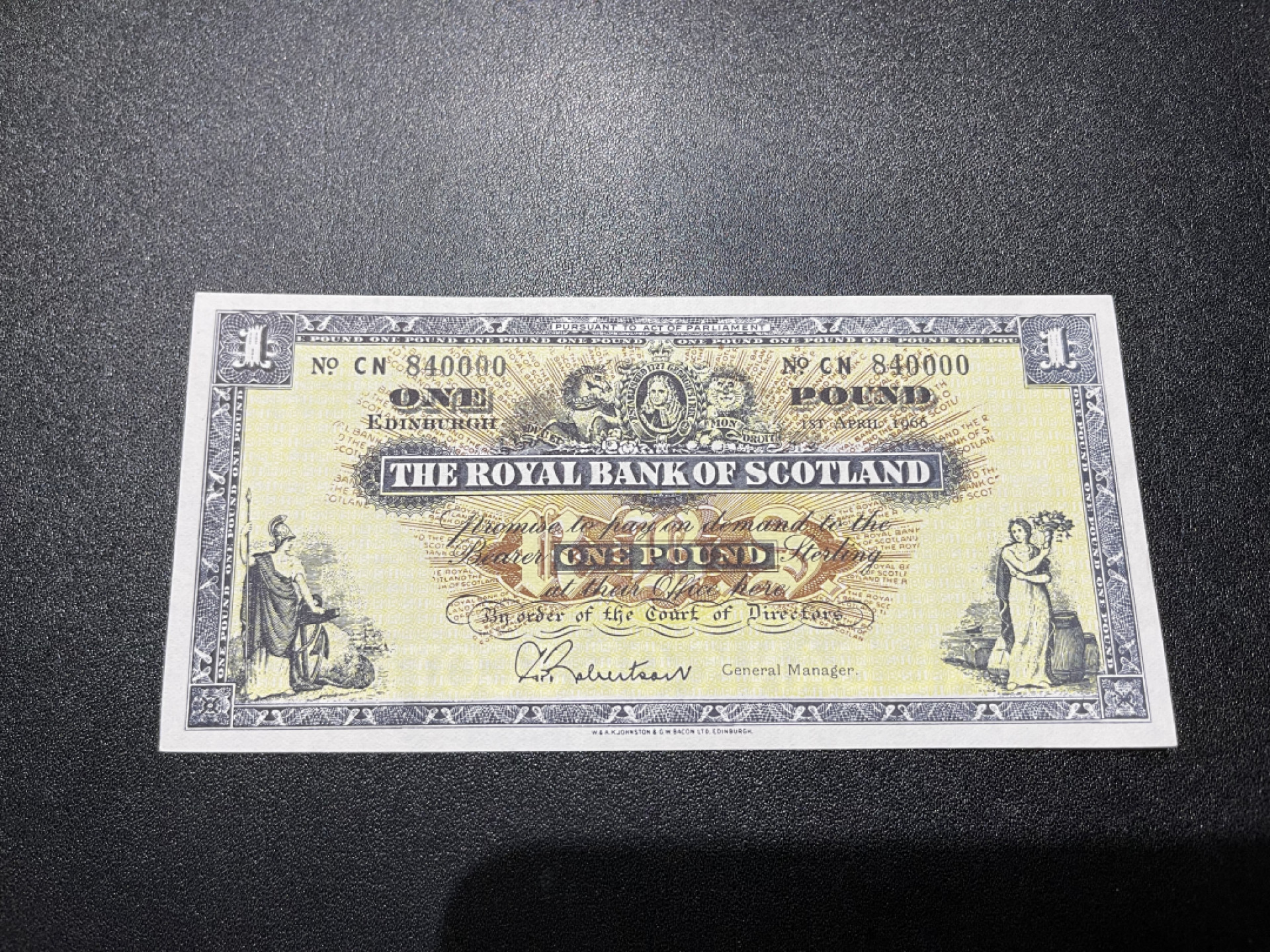 《外钞收藏家》第一百三十八期拍卖（本期91件） 1966年苏格兰1镑 全新UNC