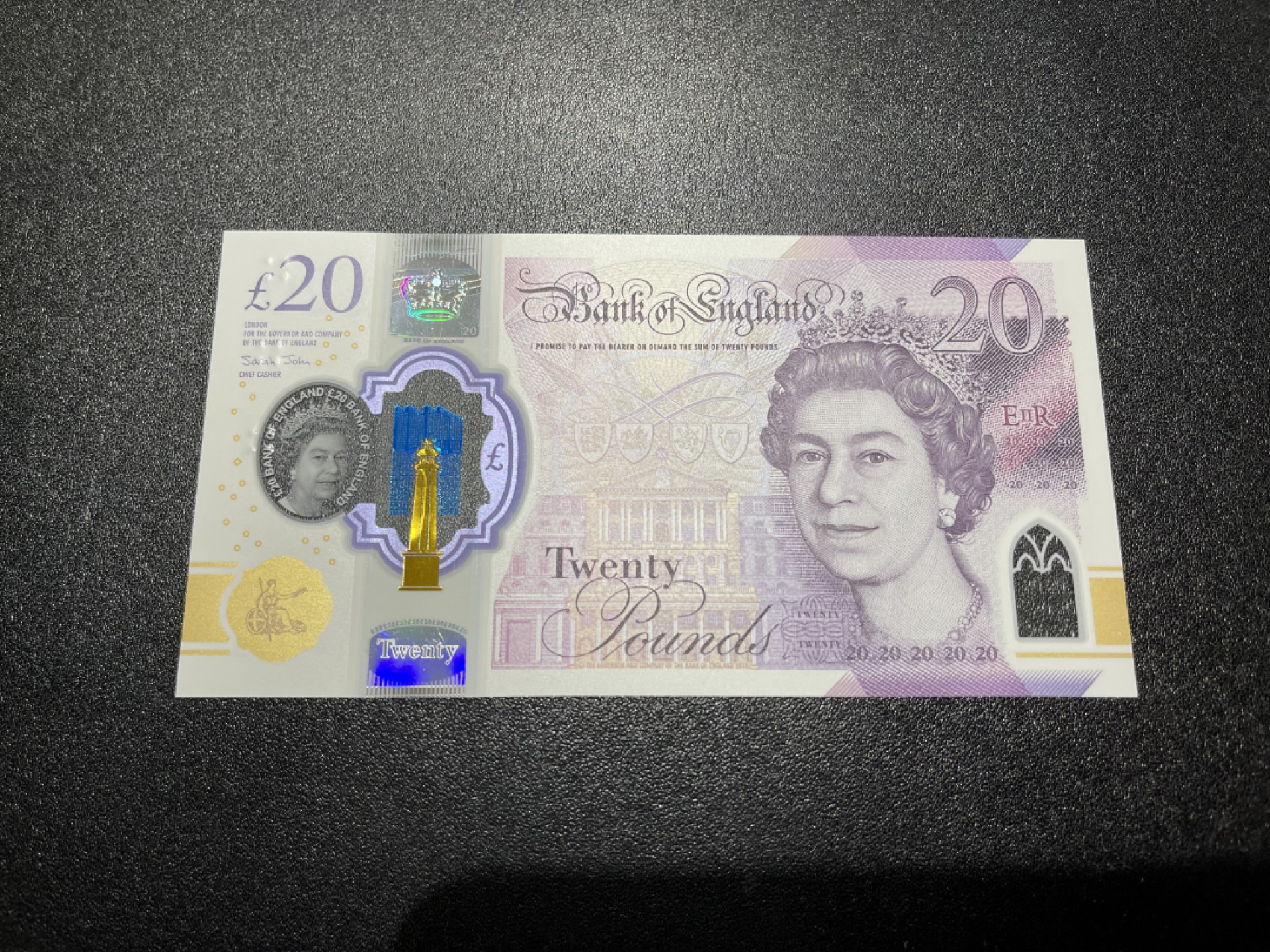 《外钞收藏家》第一百三十八期拍卖（本期91件） 英国最新版塑料钞20镑 全新UNC