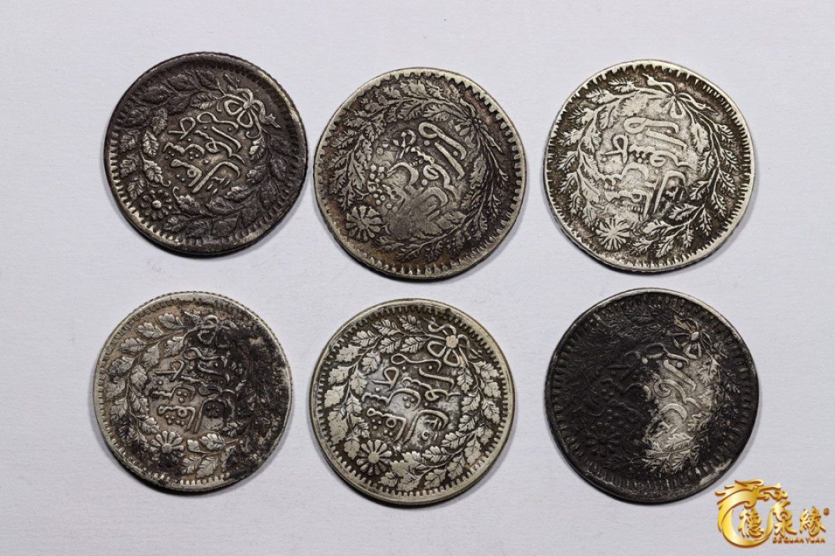 海南德泉缘2021秋季钱币拍卖会 新疆光绪银圆五钱银币    一组六枚