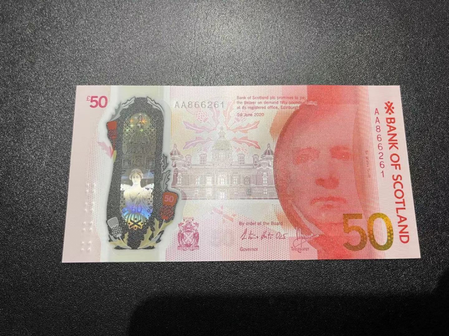 《外钞收藏家》第一百三十八期拍卖（本期91件） 2020年苏格兰50镑 AA冠 全新UNC 无47尾61