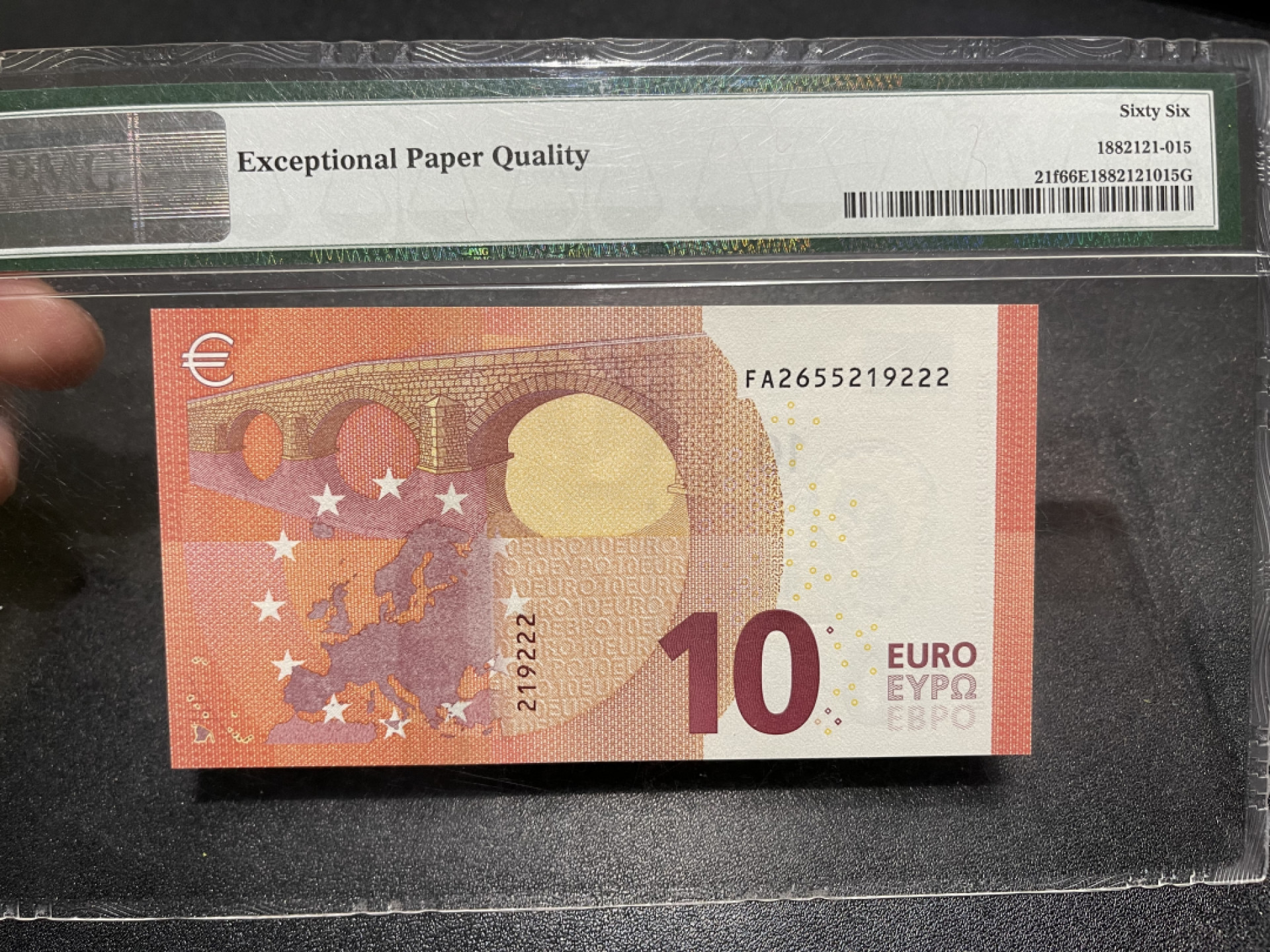 《外钞收藏家》第一百三十八期拍卖（本期91件） 2014年最新版10欧元 马耳他版 PMG66 无47 222豹子号