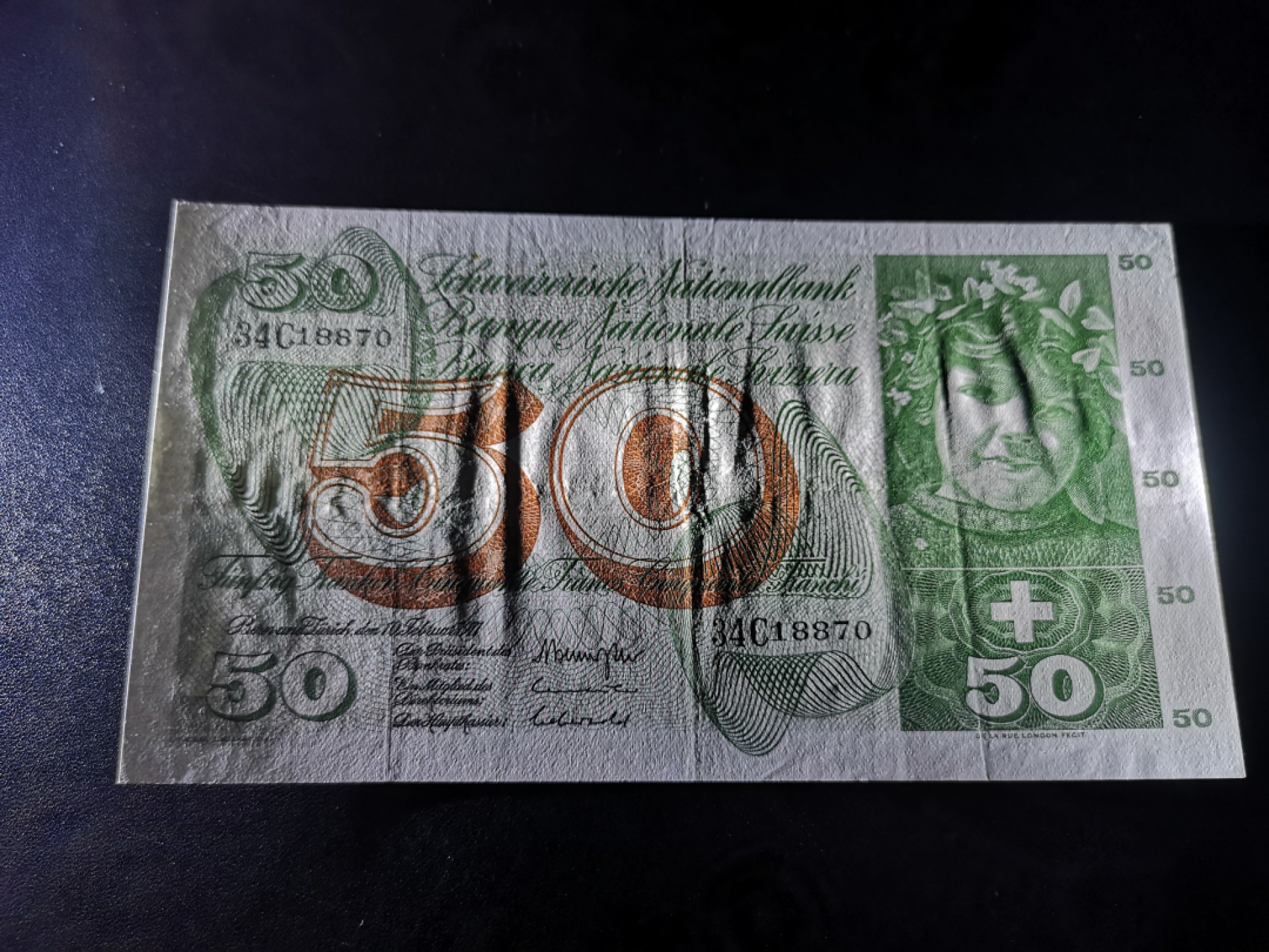 《外钞收藏家》第一百三十八期拍卖（本期91件） 瑞士50法郎 苹果园 VF左右品相 如图