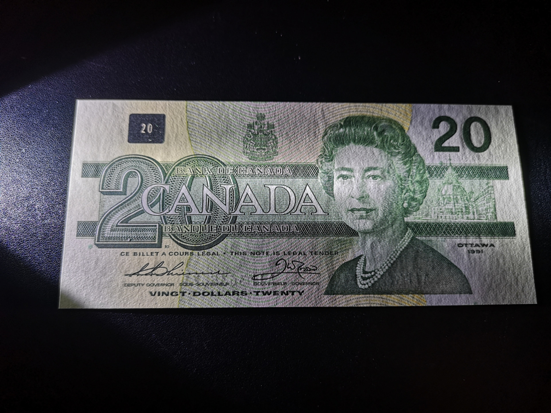《外钞收藏家》第一百三十八期拍卖（本期91件） 1991年加拿大20加元 全新UNC