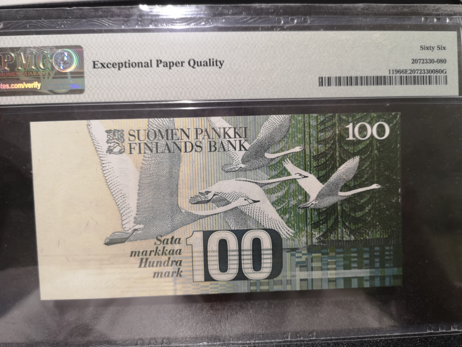 《外钞收藏家》第一百三十八期拍卖（本期91件） 1986年芬兰100克朗 PMG66