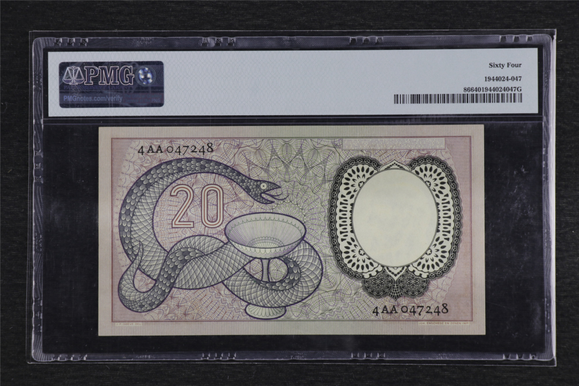 亘邦收藏 第91期（共55项） 1955年 荷兰医学家赫尔曼·布尔哈夫 荷兰 20Gulden PMG 64 