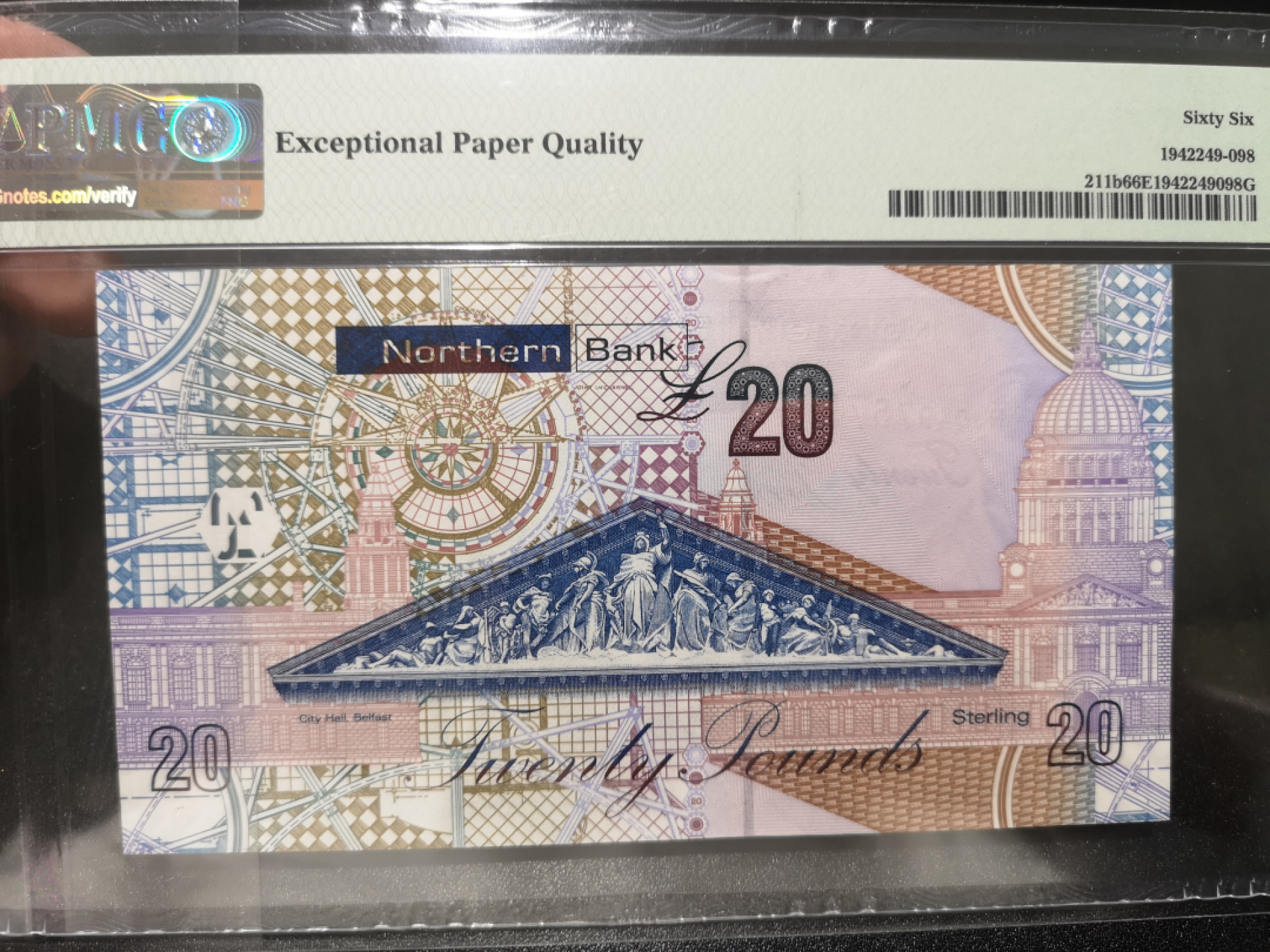 《外钞收藏家》第一百三十九期拍卖（本期84件） 2011年北爱尔兰北方银行 20镑 PMG66