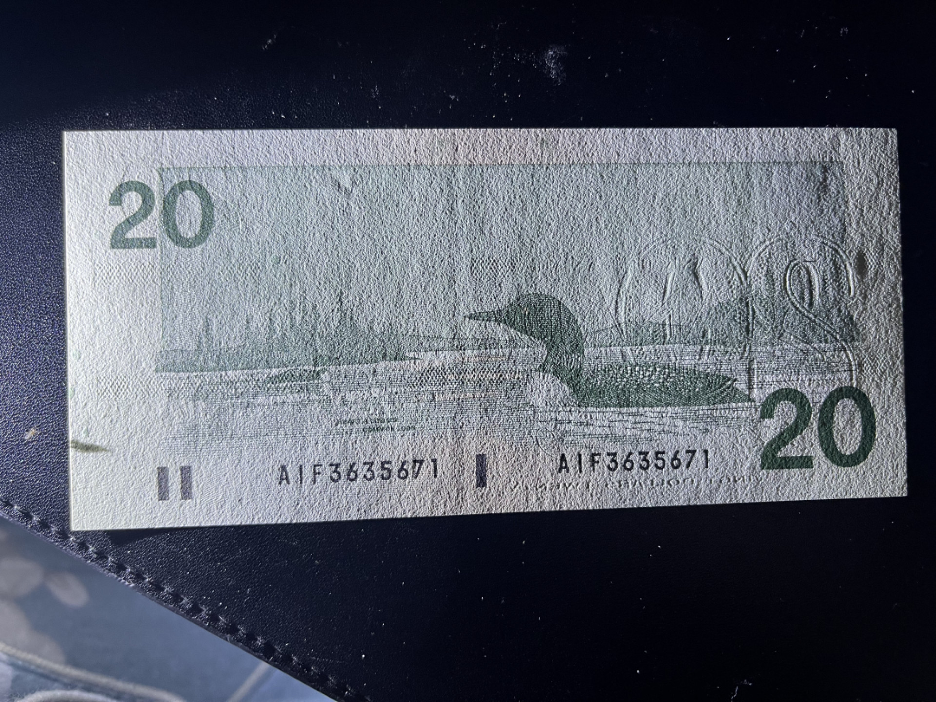 《外钞收藏家》第一百三十九期拍卖（本期84件） 1991年加拿大鸟版20 AU品相 有疑似中折