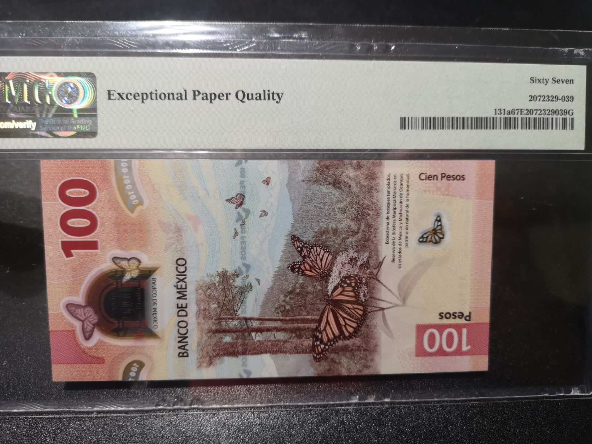 《外钞收藏家》第一百三十九期拍卖（本期84件） 2020年墨西哥100 PMG67