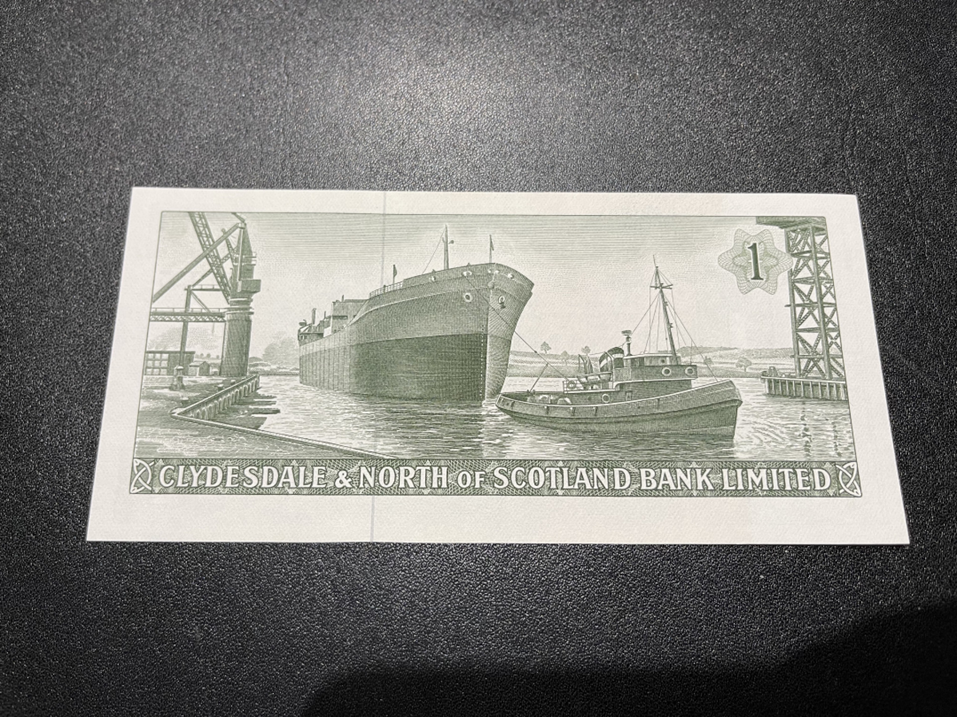 《外钞收藏家》第一百三十九期拍卖（本期84件） 1962年苏格兰克莱斯戴尔银行1镑 全新 荧光极小可忽略的潮