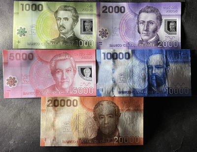 小福收藏团购第54期   智利 2009-2020年版 1000 2000 5000 10000 20000比索  全套面值 美洲精美纸币