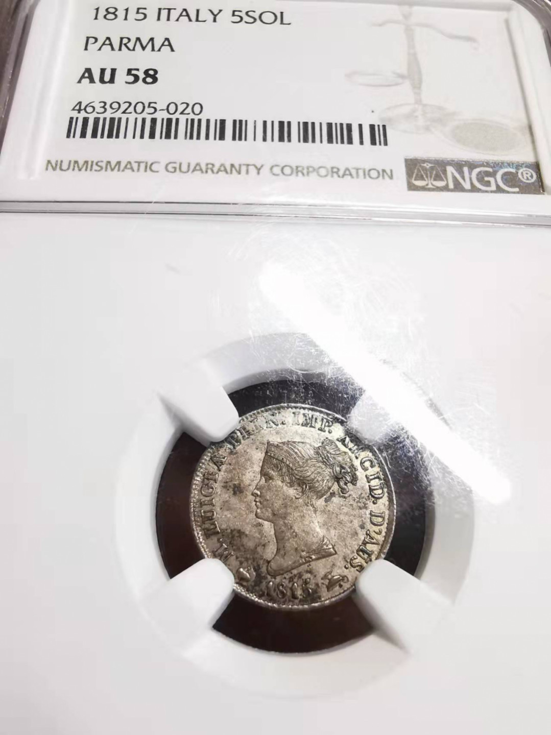 凡希社世界钱币微拍第一百七十五期 1815帕尔马5索尔蒂NGC-AU58