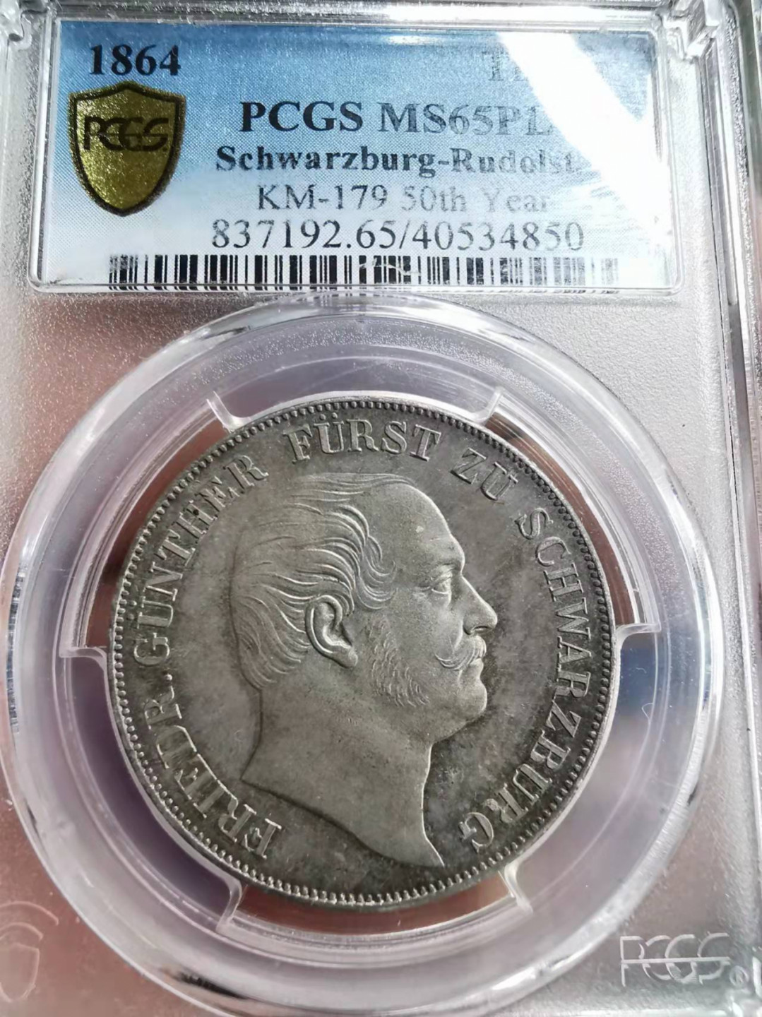 凡希社世界钱币微拍第一百七十五期 荐1864施瓦茨堡泰勒PCGS-MS65PL稀有类镜面！