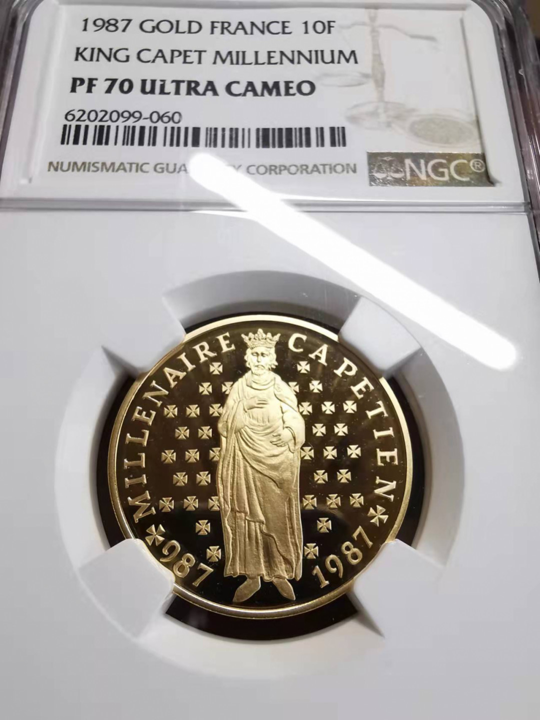凡希社世界钱币微拍第一百七十五期 荐！1987法国千年卡佩10法郎金币NGC-PF70UC