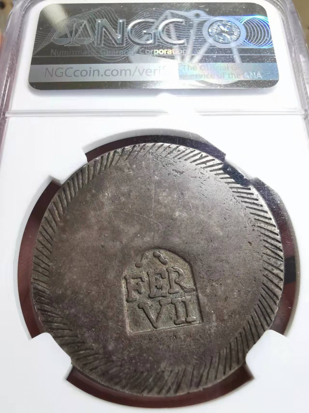 凡希社世界钱币微拍第一百七十五期 荐！1808西班牙赫罗纳保皇派DURO大银NGC-XF40味道一流！