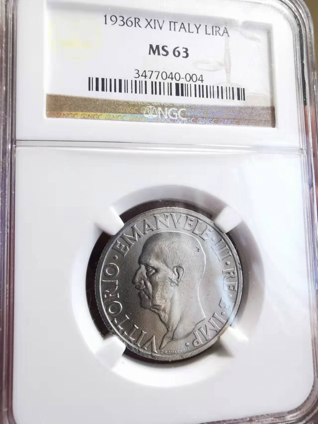 凡希社世界钱币微拍第一百七十五期 1936意大利法西斯版里拉NGC-MS63纯镍造