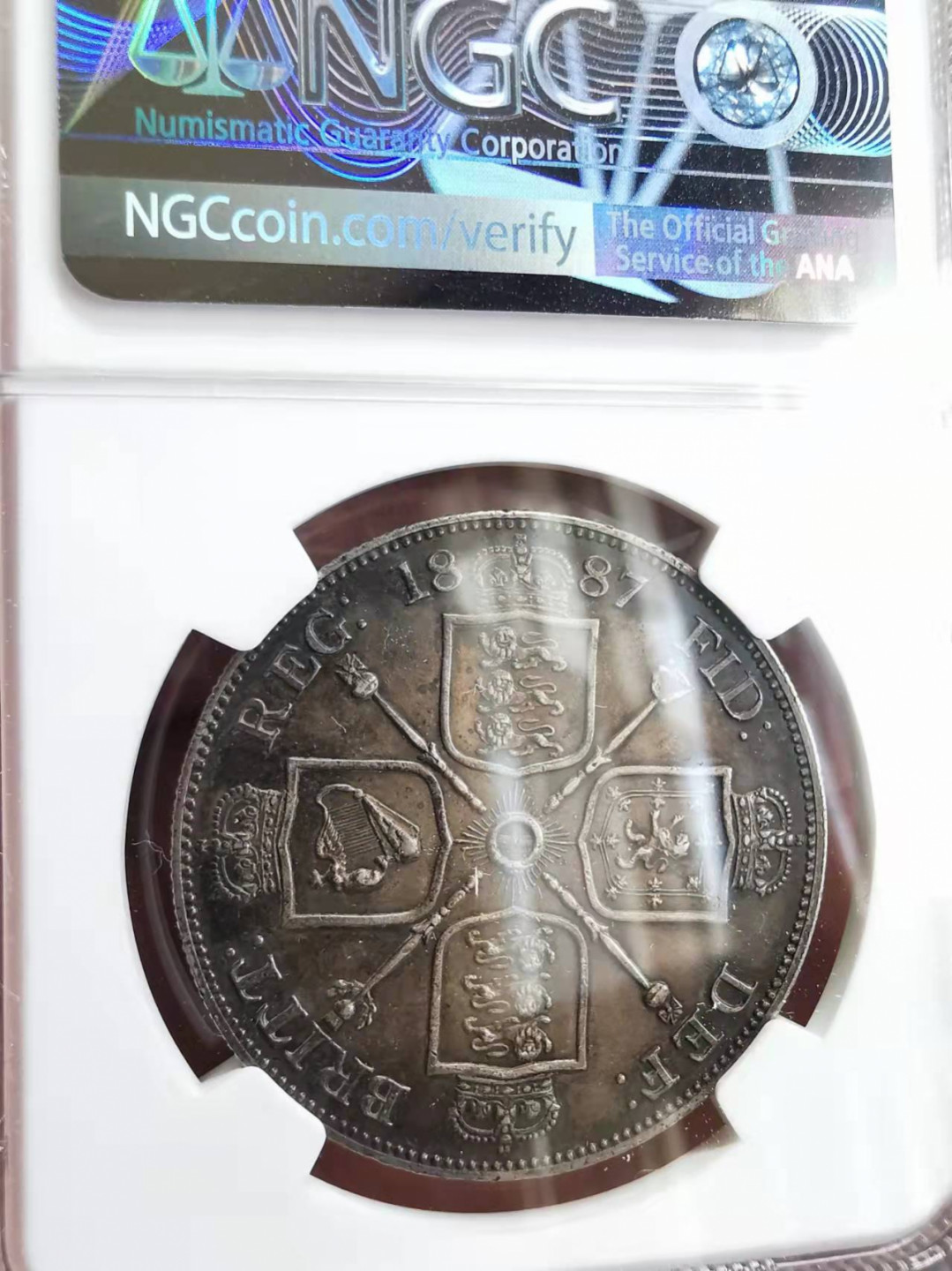 凡希社世界钱币微拍第一百七十五期 1887英国老维高冠双佛罗林NGC-AUD