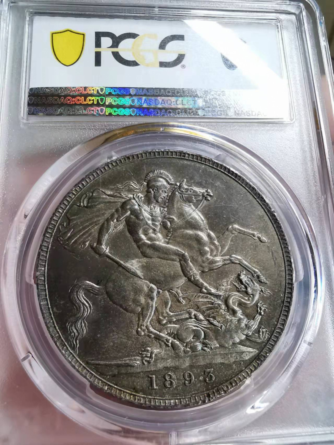 凡希社世界钱币微拍第一百七十五期 荐！1893英国老维批纱马剑PCGS-MS64绿珐琅彩！