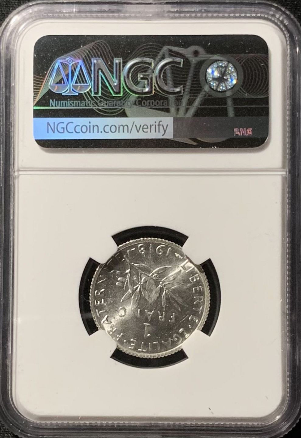 紫瑗钱币——第210期拍卖 法国 1918年 播种女神 1法郎 银币 NGC MS61