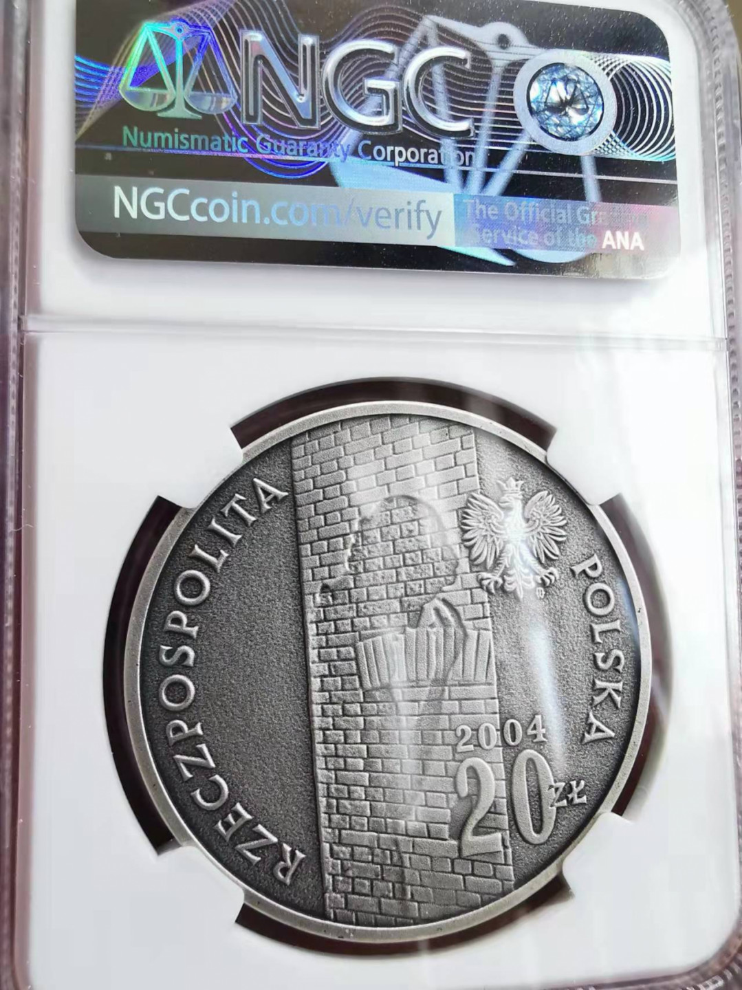 凡希社世界钱币微拍第一百七十五期 2004波兰LODZ集中营20兹罗提大银NGC-MS70仿古工艺！