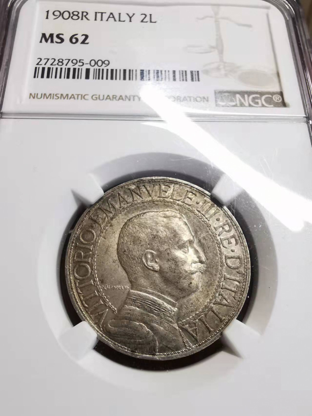 凡希社世界钱币微拍第一百七十五期 荐！1908意大利圈版马车2里拉NGC-MS62原味品！