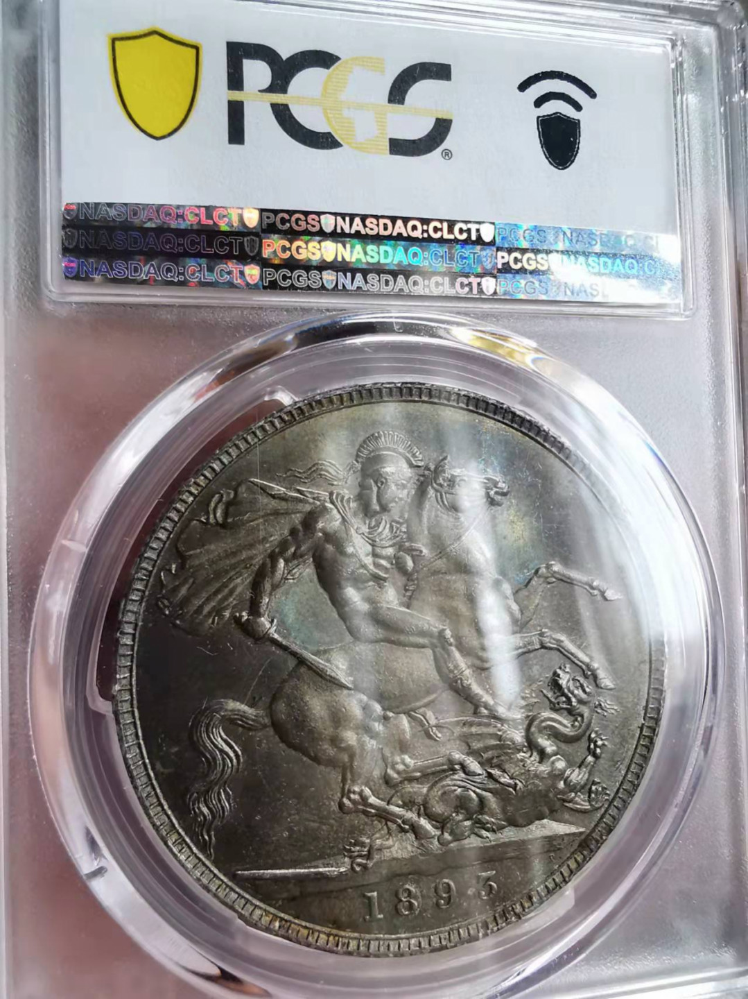 凡希社世界钱币微拍第一百七十五期 荐！1893英国老维批纱马剑PCGS-MS64绿珐琅彩！