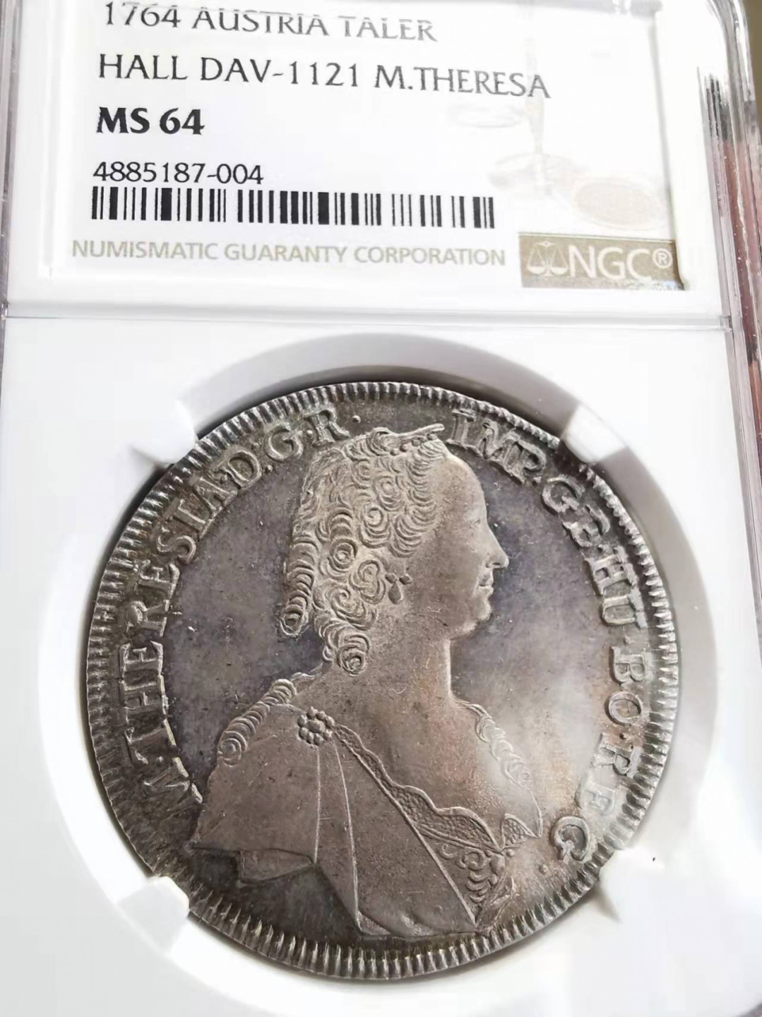 凡希社世界钱币微拍第一百七十五期 稀！1764神罗玛丽亚特蕾莎泰勒大银NGC-MS64顶级品！