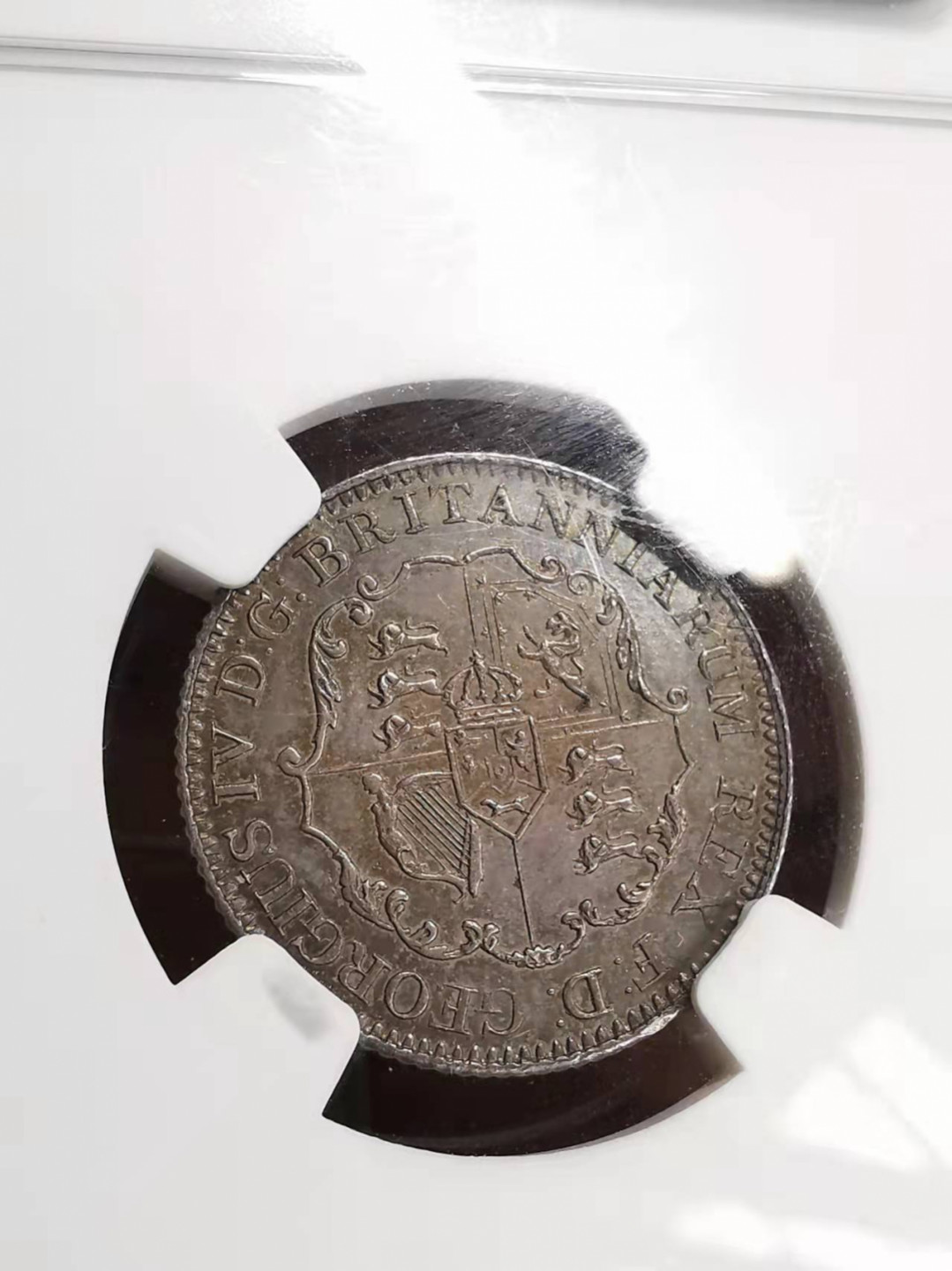 凡希社世界钱币微拍第一百七十五期 稀！1820英国锚币1/8元精铸NGC-PF63漂亮的紫罗兰包浆！