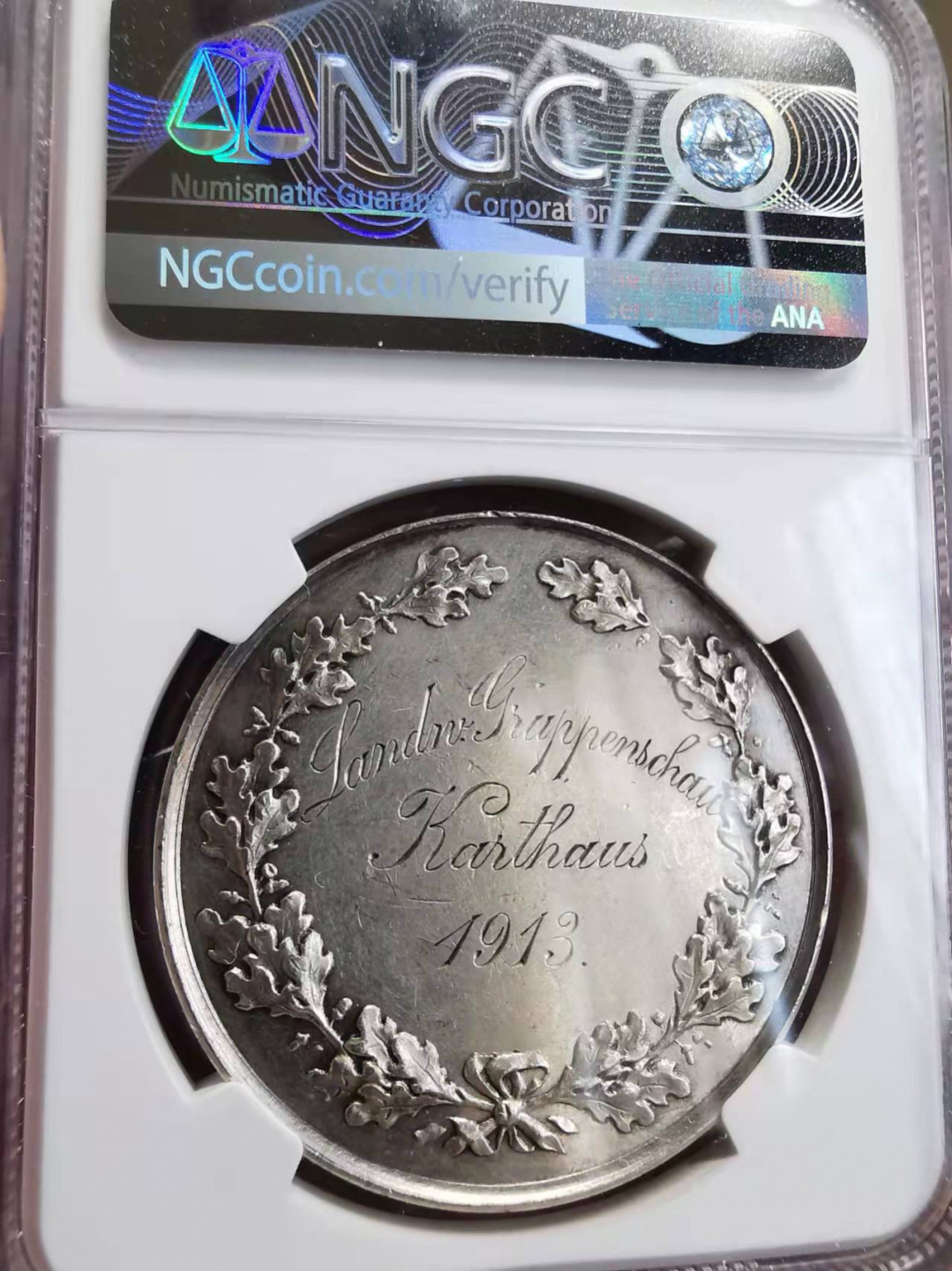 凡希社世界钱币微拍第一百七十五期 1913德国Oertel家禽展览会银章奖章NGC-UNCD