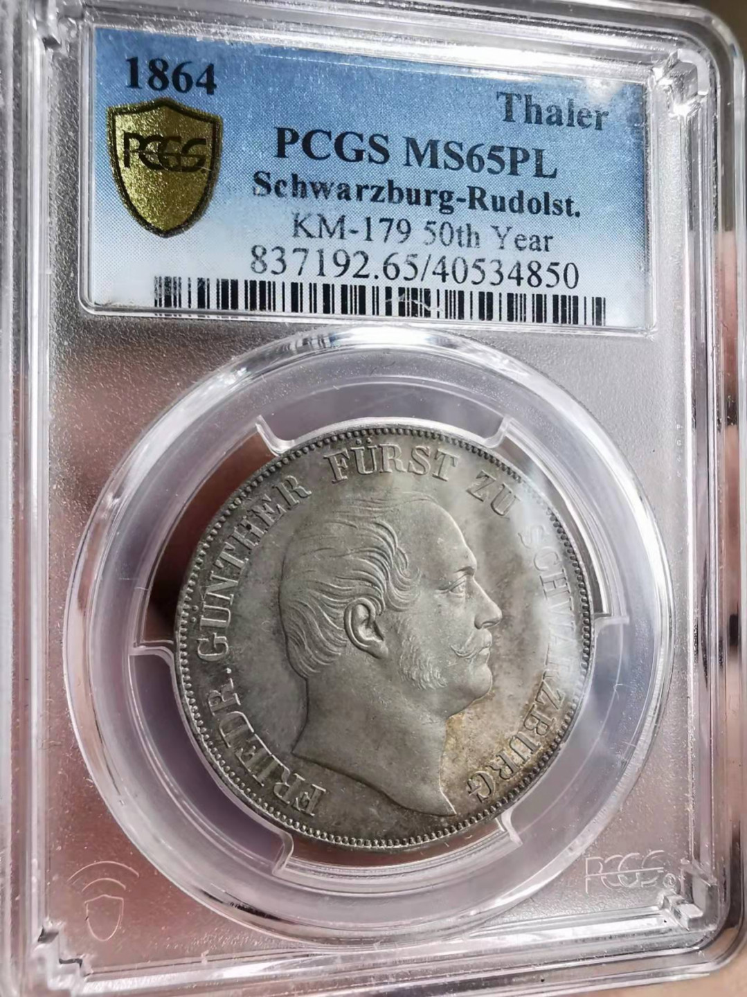 凡希社世界钱币微拍第一百七十五期 荐1864施瓦茨堡泰勒PCGS-MS65PL稀有类镜面！