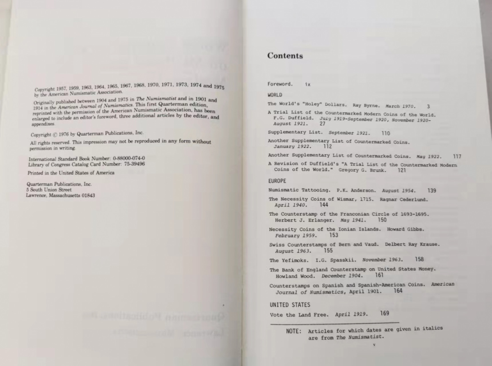 凡希社世界钱币微拍第一百七十五期 荐！古今世界钱币戳记研究 九五品 401页