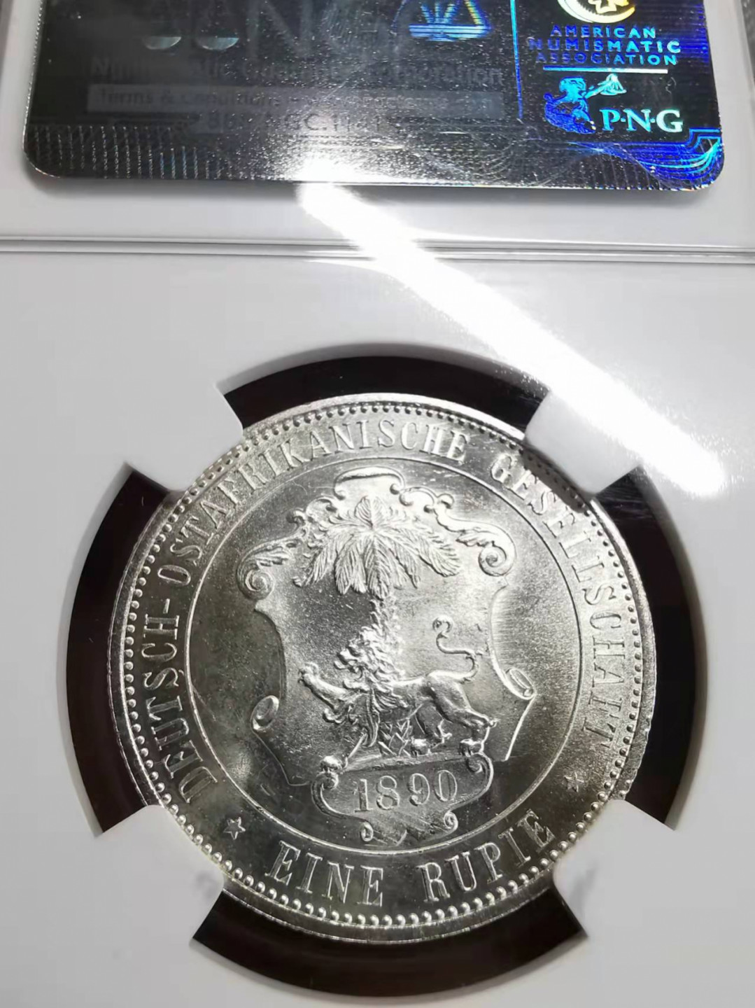 凡希社世界钱币微拍第一百七十五期 1890徳属东非卢比NGC-MS64原色银光！