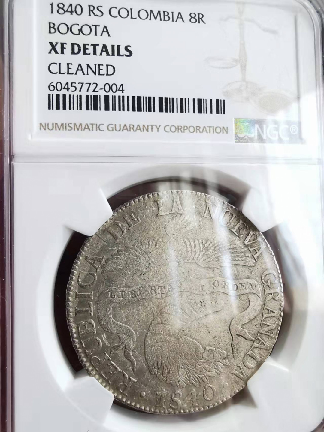 凡希社世界钱币微拍第一百七十五期 1840哥伦比亚8R大银NGC-XFD