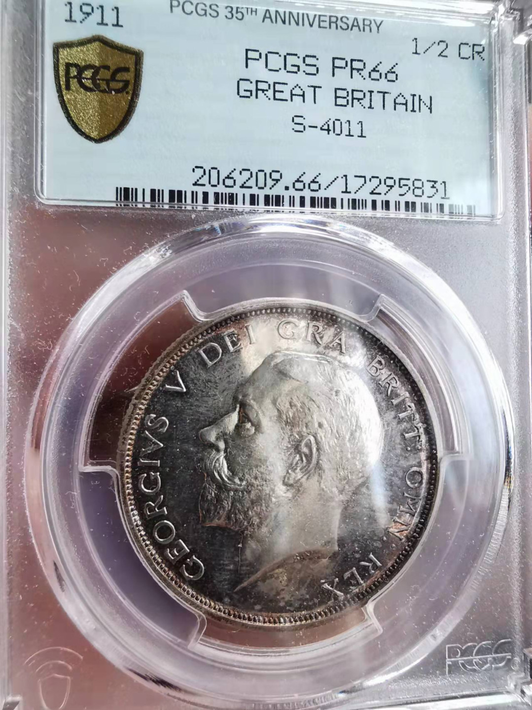凡希社世界钱币微拍第一百七十五期 1911英国乔五1/2克朗PCGS-PF66高分！