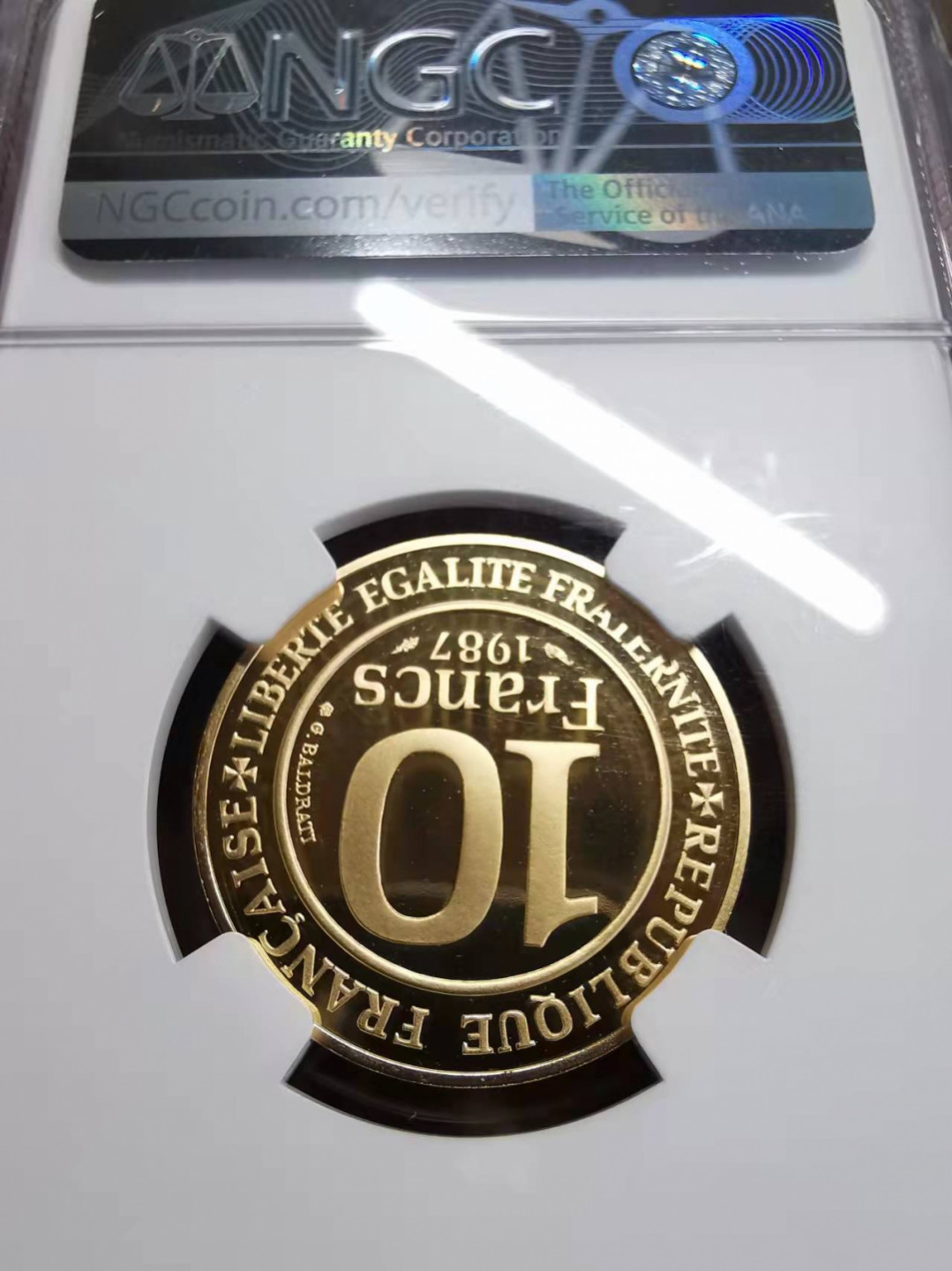 凡希社世界钱币微拍第一百七十五期 荐！1987法国千年卡佩10法郎金币NGC-PF70UC