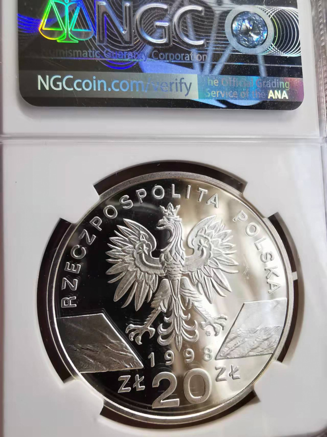 凡希社世界钱币微拍第一百七十五期 1998波兰蟾蜍20兹罗提大银精铸NGC-PF67UC少见品种！