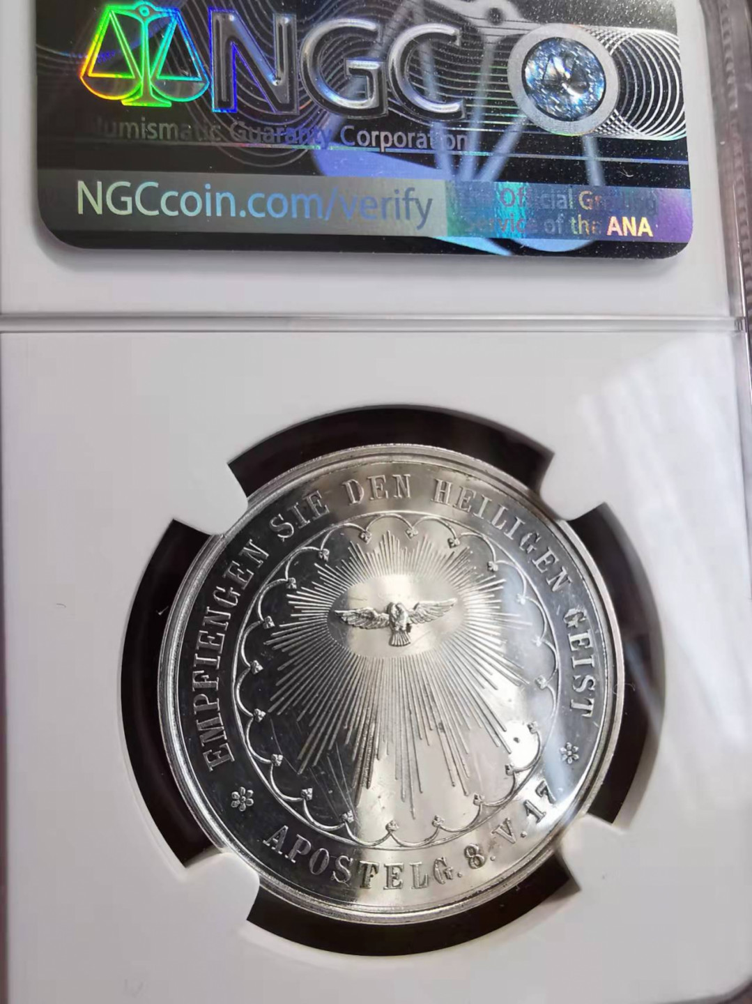 凡希社世界钱币微拍第一百七十五期 十九世纪德国天主教坚信礼纪念银章NGC-MS61