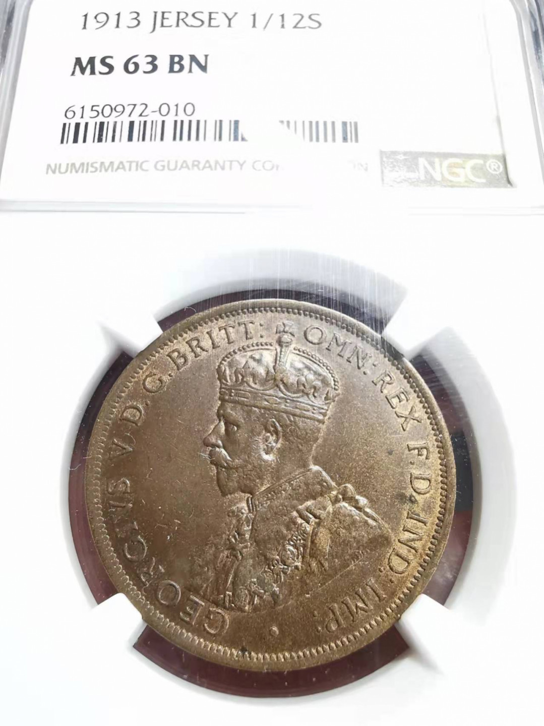 凡希社世界钱币微拍第一百七十五期 1913泽西乔五1/12先令铜币NGC-MS63