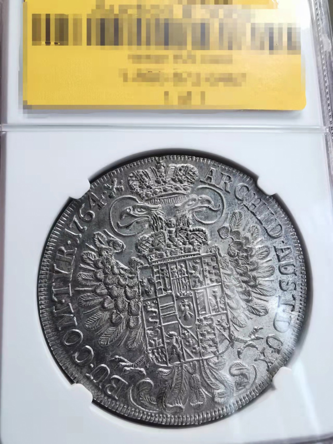 凡希社世界钱币微拍第一百七十五期 稀！1764神罗玛丽亚特蕾莎泰勒大银NGC-MS64顶级品！