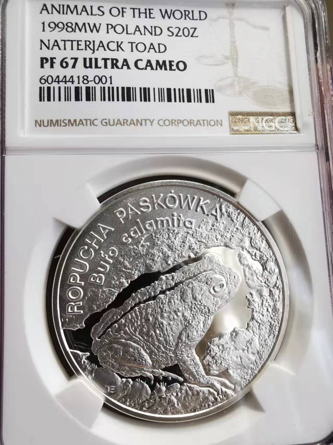 凡希社世界钱币微拍第一百七十五期 1998波兰蟾蜍20兹罗提大银精铸NGC-PF67UC少见品种！