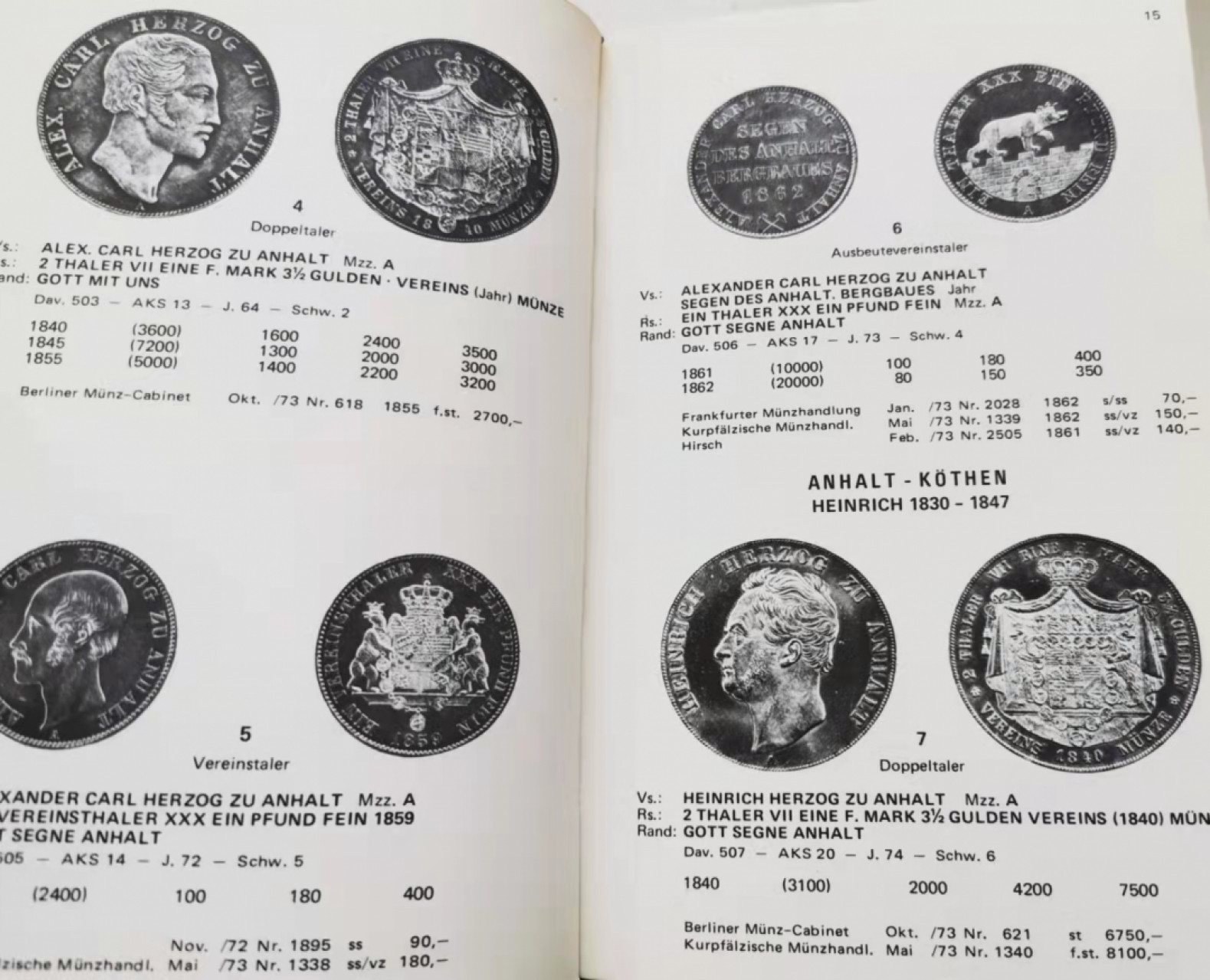 凡希社世界钱币微拍第一百七十五期 1800-1871德国泰勒目录 七品 255页