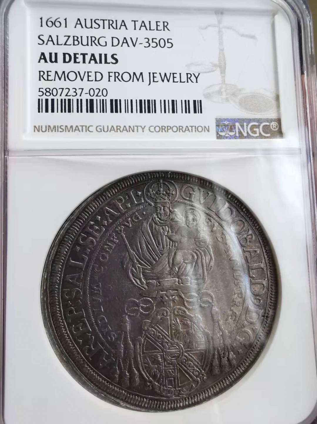 凡希社世界钱币微拍第一百七十五期 1661萨尔茨堡主教区泰勒大银NGC-AUD