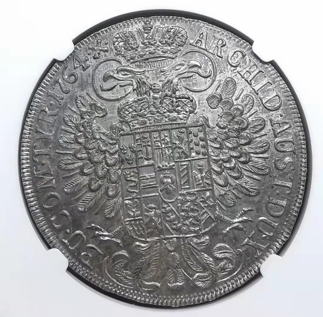 凡希社世界钱币微拍第一百七十五期 稀！1764神罗玛丽亚特蕾莎泰勒大银NGC-MS64顶级品！