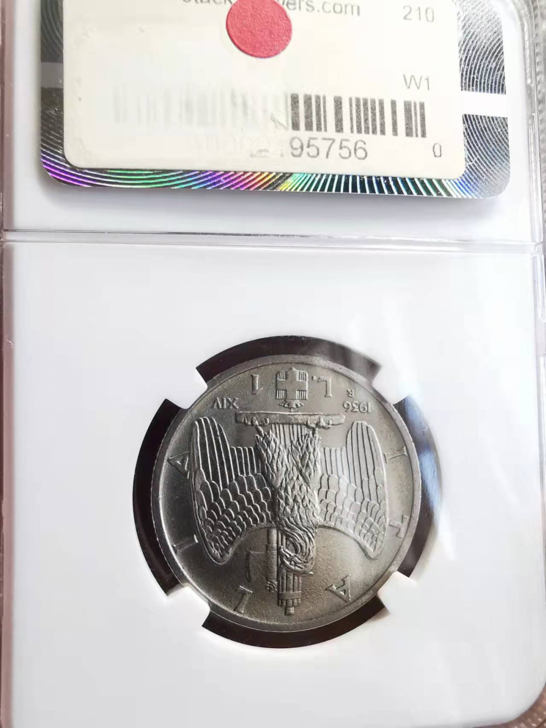 凡希社世界钱币微拍第一百七十五期 1936意大利法西斯版里拉NGC-MS63纯镍造