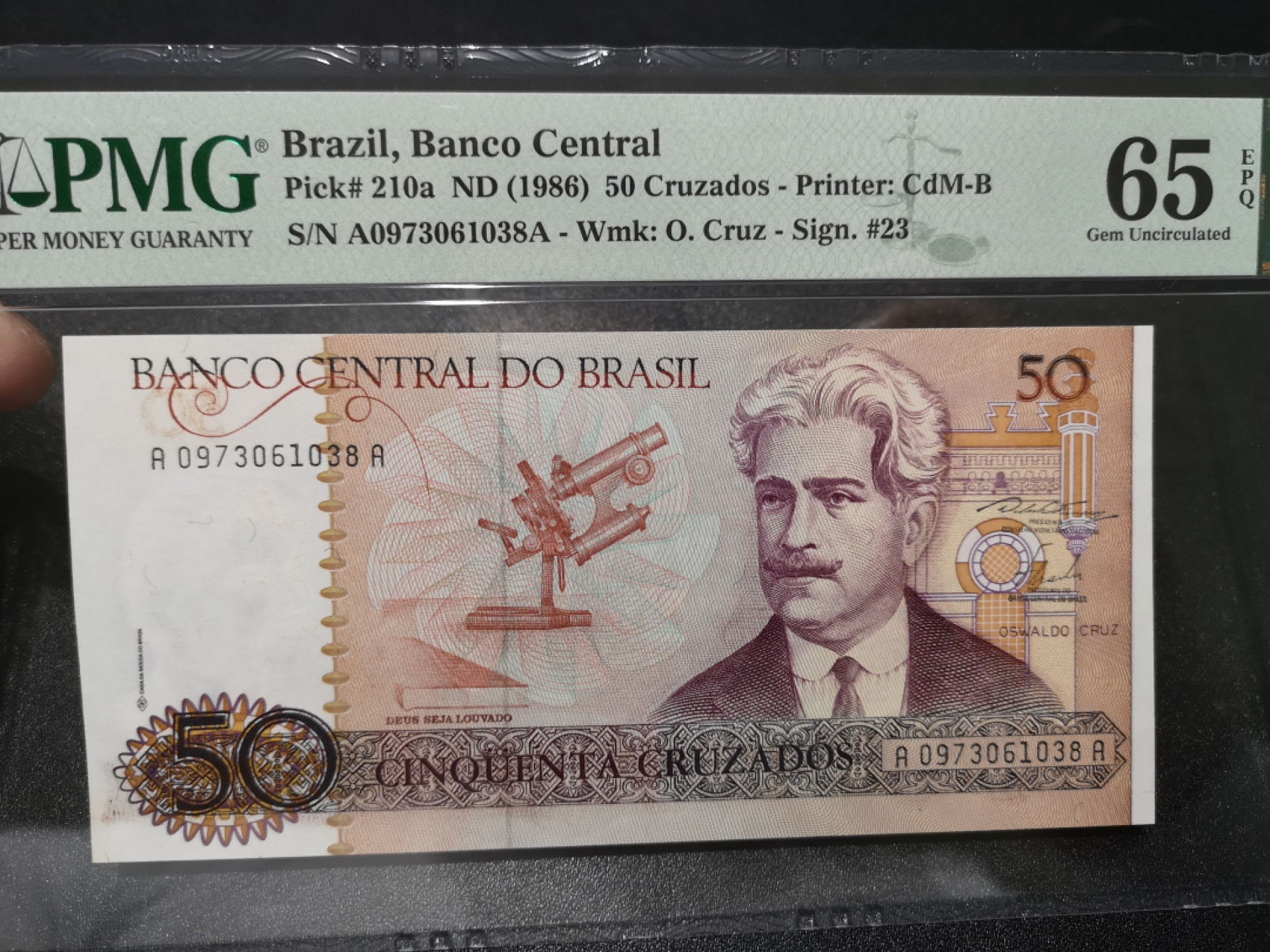 《外钞收藏家》第一百四十一期拍卖（本期81件） 1986年巴西50 PMG65 AA冠