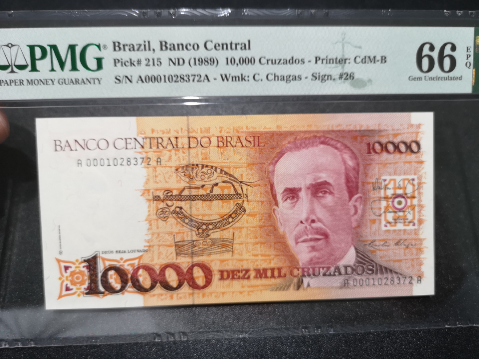 《外钞收藏家》第一百四十一期拍卖（本期81件） 1989年巴西10000 PMG66 AA冠